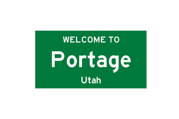 Portage, Utah, USA. City limit sign on transparent background. 