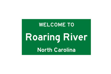 Roaring River, North Carolina, USA. City limit sign on transparent background.  © Rezona
