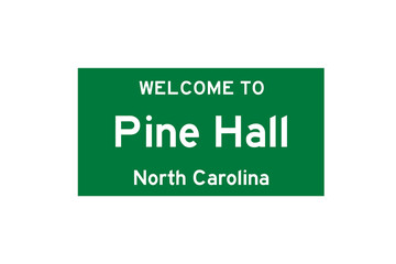Pine Hall, North Carolina, USA. City limit sign on transparent background. 