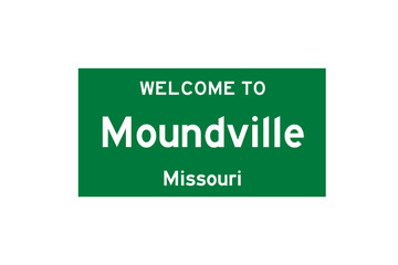 Moundville, Missouri, USA. City limit sign on transparent background. 