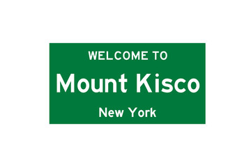 Mount Kisco, New York, USA. City limit sign on transparent background. 