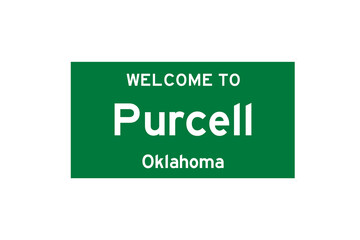 Purcell, Oklahoma, USA. City limit sign on transparent background. 