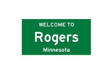 Rogers, Minnesota, USA. City limit sign on transparent background. 