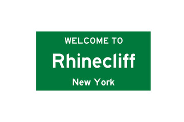 Rhinecliff, New York, USA. City limit sign on transparent background. 