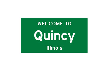 Quincy, Illinois, USA. City limit sign on transparent background. 