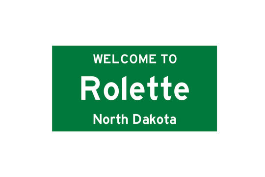 Rolette, North Dakota, USA. City limit sign on transparent background. 