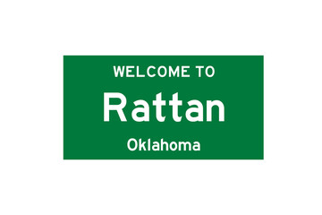 Rattan, Oklahoma, USA. City limit sign on transparent background. 