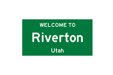 Riverton, Utah, USA. City limit sign on transparent background. 
