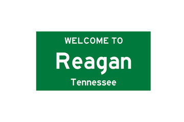 Reagan, Tennessee, USA. City limit sign on transparent background. 