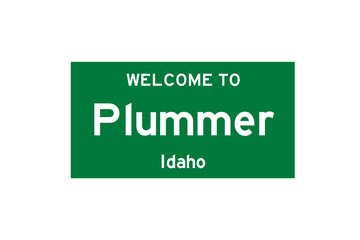 Plummer, Idaho, USA. City limit sign on transparent background. 