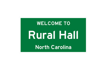Rural Hall, North Carolina, USA. City limit sign on transparent background. 