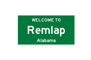 Remlap, Alabama, USA. City limit sign on transparent background. 