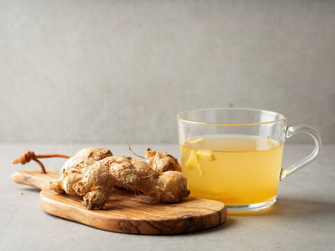 Fresh ginger and ginger tea