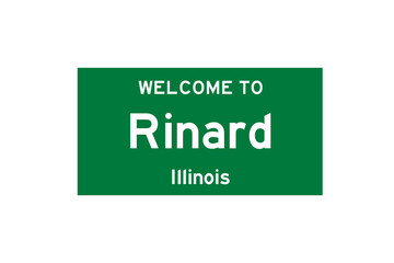 Rinard, Illinois, USA. City limit sign on transparent background. 