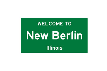 New Berlin, Illinois, USA. City limit sign on transparent background. 