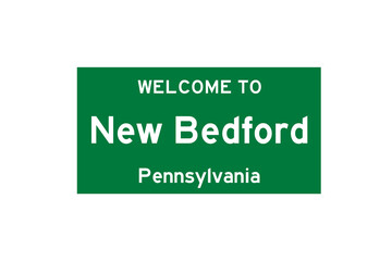 New Bedford, Pennsylvania, USA. City limit sign on transparent background. 