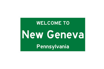 New Geneva, Pennsylvania, USA. City limit sign on transparent background. 