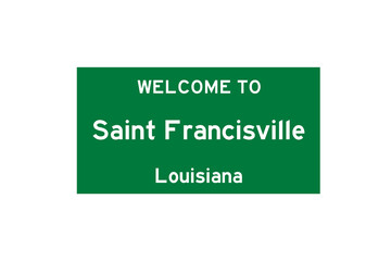 Saint Francisville, Louisiana, USA. City limit sign on transparent background. 