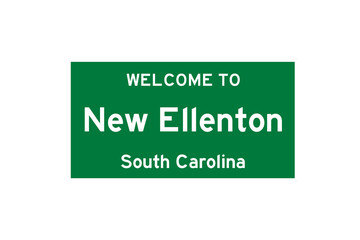 New Ellenton, South Carolina, USA. City limit sign on transparent background. 