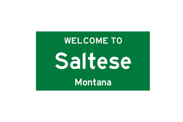 Saltese, Montana, USA. City limit sign on transparent background. 