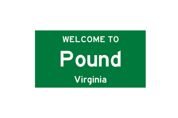 Pound, Virginia, USA. City limit sign on transparent background. 
