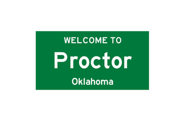 Proctor, Oklahoma, USA. City limit sign on transparent background. 