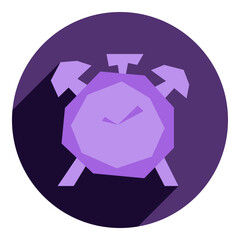 alarm clock flat icon. purple icon in flat style of abstract alarm clock. wake up icon. for web browser.