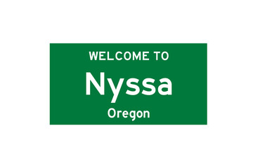 Nyssa, Oregon, USA. City limit sign on transparent background. 