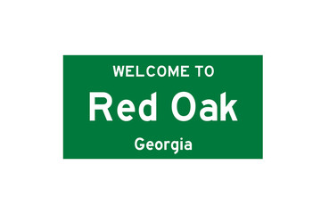 Fototapeta premium Red Oak, Georgia, USA. City limit sign on transparent background. 