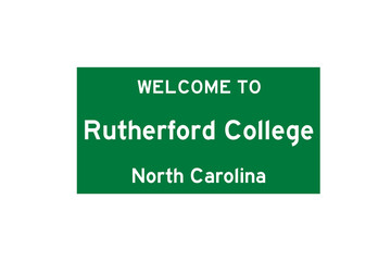 Rutherford College, North Carolina, USA. City limit sign on transparent background. 