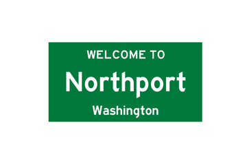 Northport, Washington, USA. City limit sign on transparent background. 