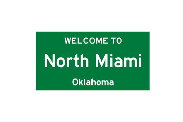 North Miami, Oklahoma, USA. City limit sign on transparent background. 