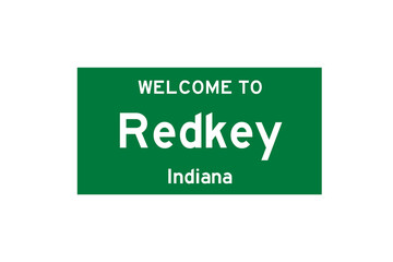 Redkey, Indiana, USA. City limit sign on transparent background. 