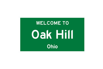 Oak Hill, Ohio, USA. City limit sign on transparent background. 