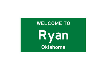 Ryan, Oklahoma, USA. City limit sign on transparent background. 