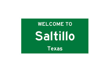 Saltillo, Texas, USA. City limit sign on transparent background. 