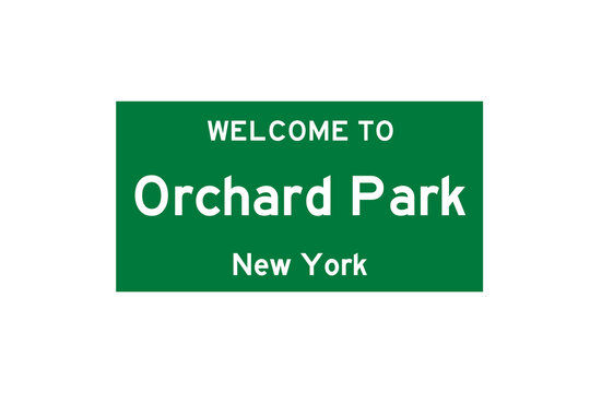 Orchard Park, New York, USA. City Limit Sign On Transparent Background. 