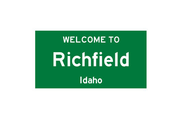 Richfield, Idaho, USA. City limit sign on transparent background. 