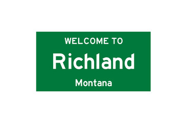 Richland, Montana, USA. City limit sign on transparent background. 