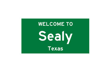 Sealy, Texas, USA. City limit sign on transparent background. 