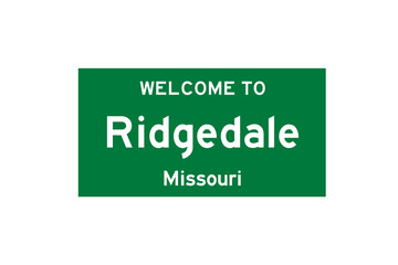 Ridgedale, Missouri, USA. City limit sign on transparent background. 