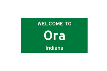 Ora, Indiana, USA. City limit sign on transparent background. 