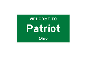 Patriot, Ohio, USA. City limit sign on transparent background. 