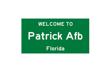 Patrick Afb, Florida, USA. City limit sign on transparent background. 