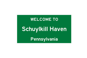 Schuylkill Haven, Pennsylvania, USA. City limit sign on transparent background. 