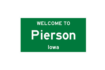 Pierson, Iowa, USA. City limit sign on transparent background. 