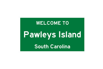 Pawleys Island, South Carolina, USA. City limit sign on transparent background. 