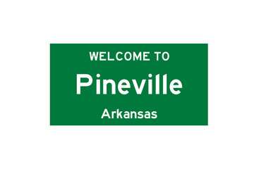 Pineville, Arkansas, USA. City limit sign on transparent background. 