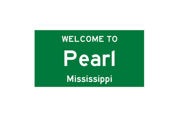 Pearl, Mississippi, USA. City limit sign on transparent background. 