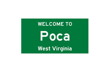 Poca, West Virginia, USA. City limit sign on transparent background. 